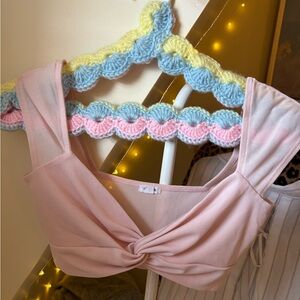 Pink Twist Front Crop Top